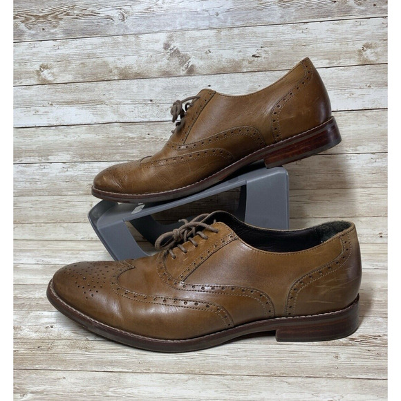 J & M 1850 Shoes Mens 10.5 Brown Leather Wingtip Oxford Laced Brazil main image 7